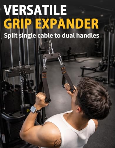 Heavy-Duty Steel 2:1 Cable Adapter LAT Pull Down Bar 6in + Carabiner