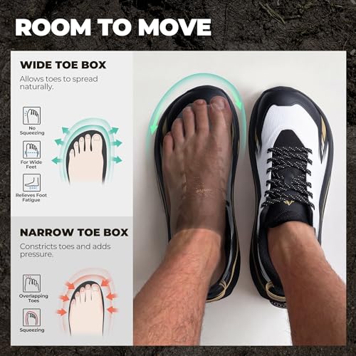 NORTIV 8 Men's Wide Toe Box Trail Running Shoes 11 White/Black