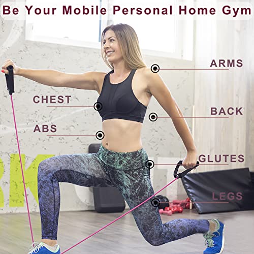 Resistance Bands with Handles - Red 10-20lb Strength, Portable Exercise Set