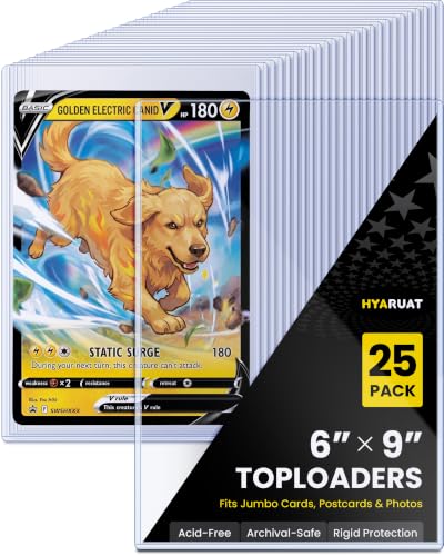 6x9 Inch Jumbo Card Sleeves - Fits Up to 6.06 x 9.06 Inches, Rigid PVC Pack of 25