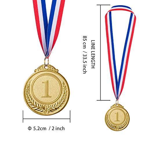 96-Piece Metal Award Medals Set for Sports and Competitions - Gold, Silver & Bronze with Ribbons
