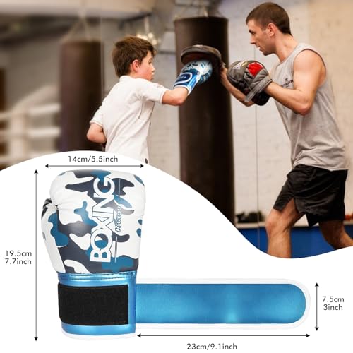 Kids Boxing Gloves Pearl Blue 4 oz Youth Punching Gloves for Children 3-9