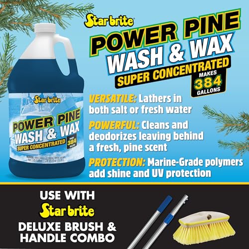 Star Brite Power Pine Wash & Wax 128 Oz Gallon - Marine Grade Boat & Car Cleaner & Protectant