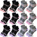 Girls Ankle Socks 12 Pairs Low Cut Athletic Cotton Sports Socks for Little Kids