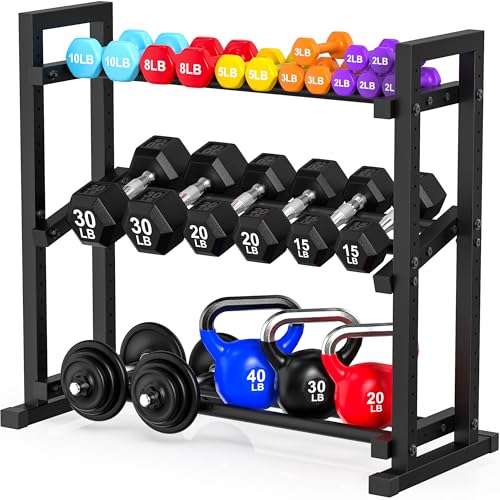 3-Tier Adjustable Dumbbell Rack for Home Gym Storage - Heavy Duty Steel