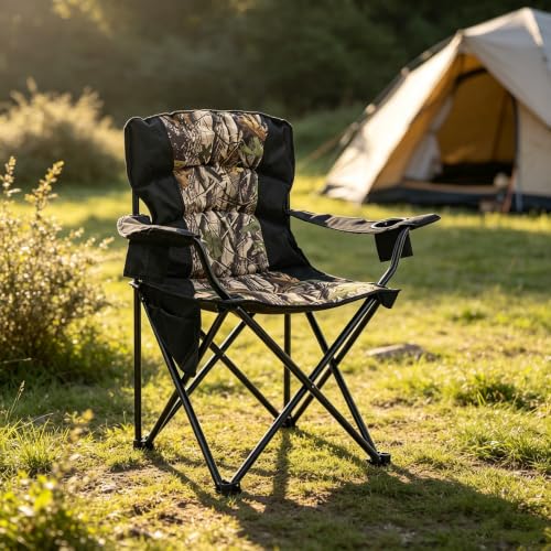 X-Large Oversized Camping Chair Folding Heavy Duty Outdoor Lawn Seat with Support