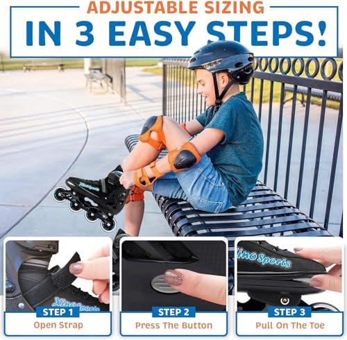 Xino Sports Kids 2-in-1 Inline & Roller Skates Gray Large Size 5-8 - LED Light Up