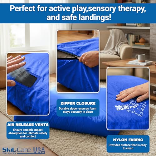 Kids Sensory Crash Pad 5x5 Feet High-Density Foam Gym Mat with Nylon Cover