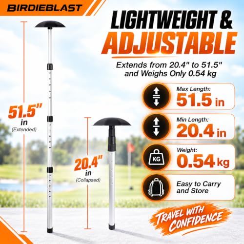 Golf Travel Support Pole - Aluminum Club Protector for Bags (Black)