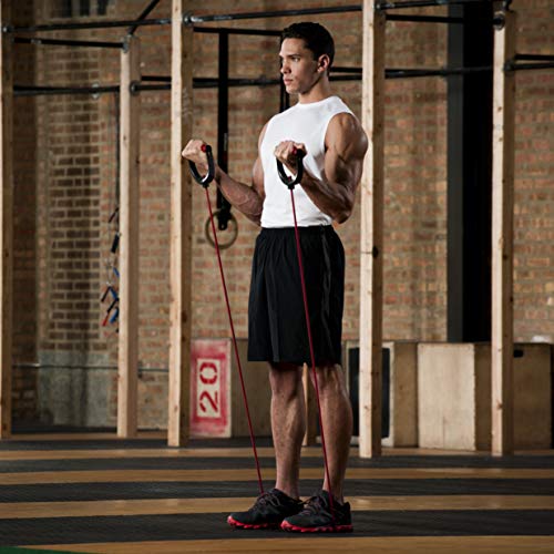 Resistance Cable Handles for Full-Body Workout and Rehabilitation - Black/Red
