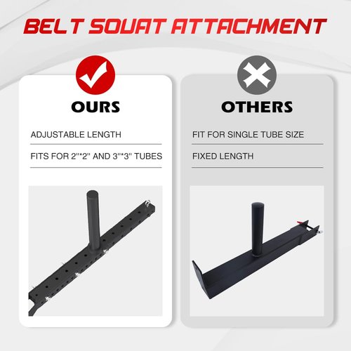 FAGUS H Multi Use Belt Squat Attachment,Adjustable Length Belt Squat System,Fits for 3''X3'' or 2''X2'' Power Racks and 1/2'' or 5/8'' Holes,Belt Squat Machine,Lever Lifting Belt,Lever Arms