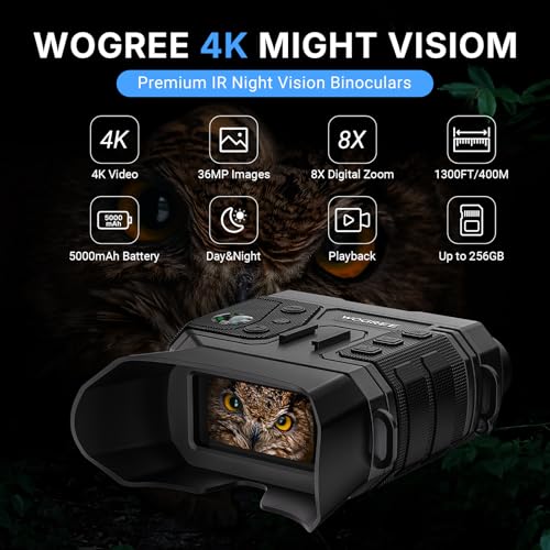 4K Night Vision Goggles with 8X Digital Zoom and 1300FT Range