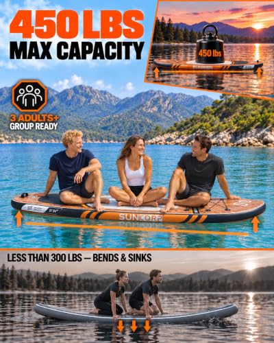 Suncorp Extra Wide 11' x 34" Inflatable Stand Up Paddle Board for Family & Kids, Gray