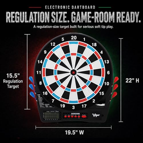 Electronic Soft Tip Dart Board 15.5-Inch with 32 Games for Adults