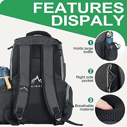 Himal Outdoors Disc Golf Bag Backpack - Black, Holds 22+ Discs Lightweight