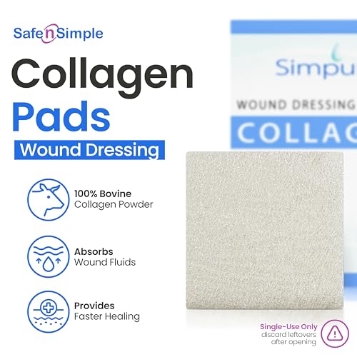 Simpurity 4x4 Inch Bovine Collagen Wound Dressing Pads - Pack of 5