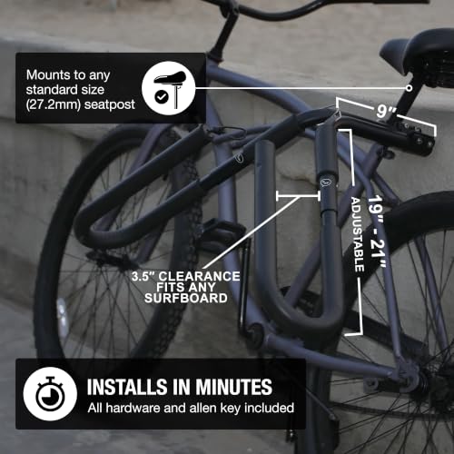Ho Stevie! Surfboard Bike Rack - Black for Bikes Up to 8 Feet Shorter