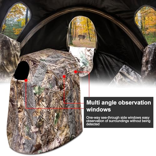 WTVIDAS Camo Hunting Blind with Chair - 1-Person Ground Concealment Tent, Model Camo1