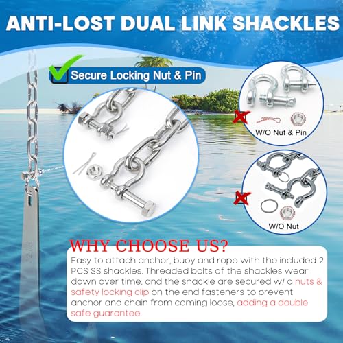 Marine Grade 1/4" or 5/16" Anchor Chain for Boat - 10 Ft. Stainless Steel, Variation of This Listing