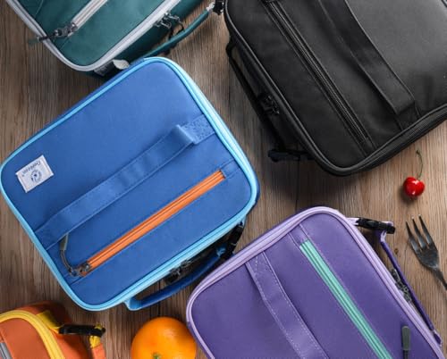 Kids Insulated Lunch Box Set - Blue & Black 2 Pack for School & Travel