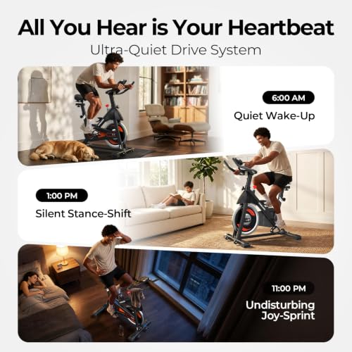 YOSUDA PRO Magnetic Exercise Bike Silver-Orange, 350 lbs Capacity