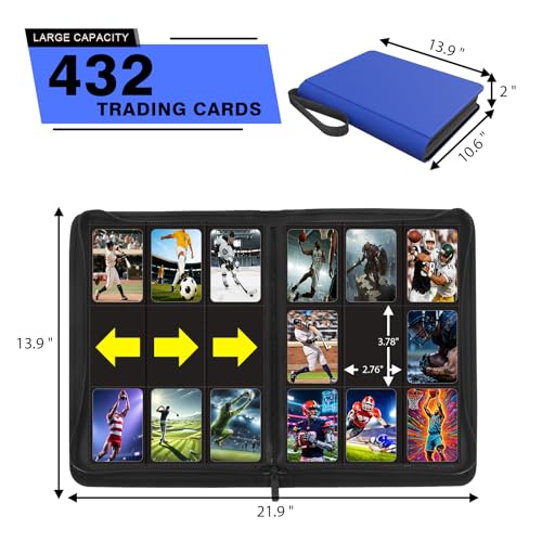 Blue 9-Pocket Zippered Card Binder - Holds 432 Trading & Gaming Cards