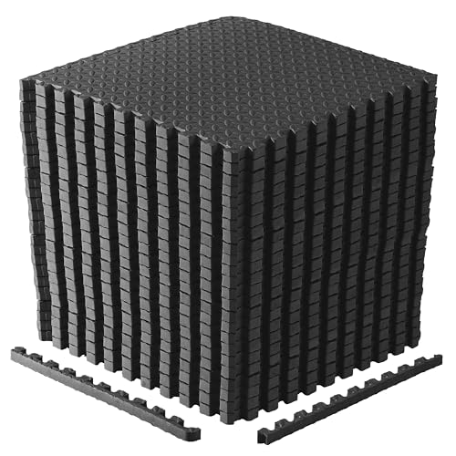 Diamond Black Interlocking EVA Foam Puzzle Exercise Mat - 24 Tiles, 96 Sq Ft