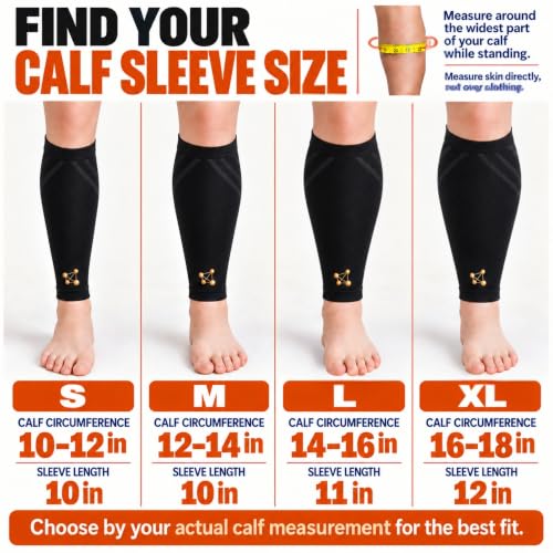 Calf Compression Sleeve for Men & Women, Black, Small, Firm Fit - Support & Recovery