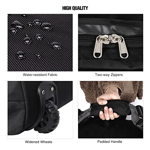 140L Large Foldable Travel Duffle Bag with Wheels - Black