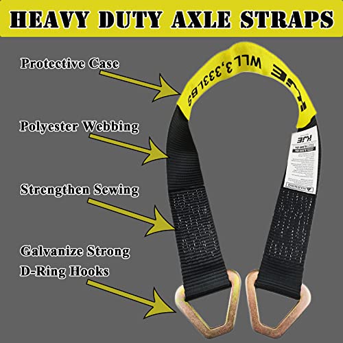 Heavy Duty Car Trailer Tie Down Straps Kit 4 Pack - 2x8ft & 36in Ratchet Straps with J-Hooks, 10,000lbs Capacity
