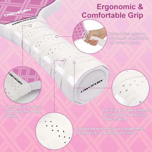 Pickleball Paddles Set of 2 Lightweight Pink Control - Honeycomb Core, Net Variation