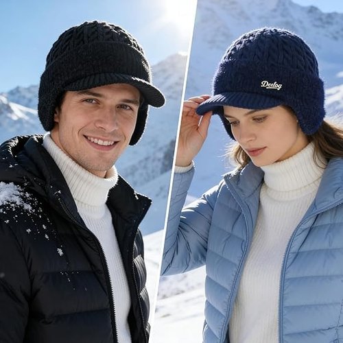 Coldshield Trapper, Warm Faux Fur Ear Flap Hat with Windproof Shell,Baseball Beanie Cozy Lined Aviator Hat for Skiing & Outdoor (Blue)
