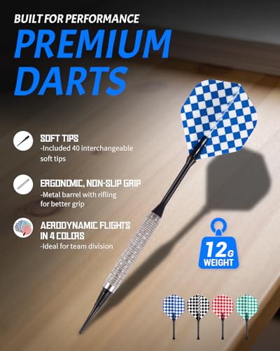 Electronic Dart Board Cabinet Set with Woodgrain Finish - Black