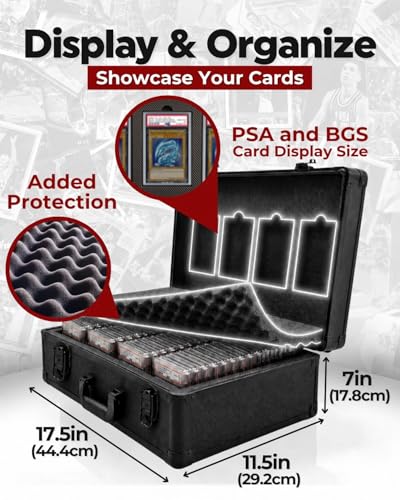 ATCOVE 4-Row Graded Card Storage Box with Combination Lock & PSA Display