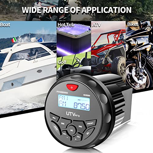 Marine Bluetooth Radio Stereo for Boats & UTVs with AM FM Tuner & USB