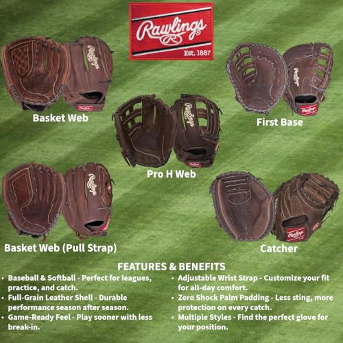 Baseball & Softball Glove - Rawlings 12-Inch Basket Web, Right Hand Throw