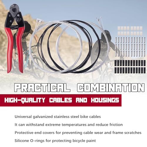 87Pcs Bicycle Brake & Shift Cable Kit with Stainless Steel Cutter and Accessories