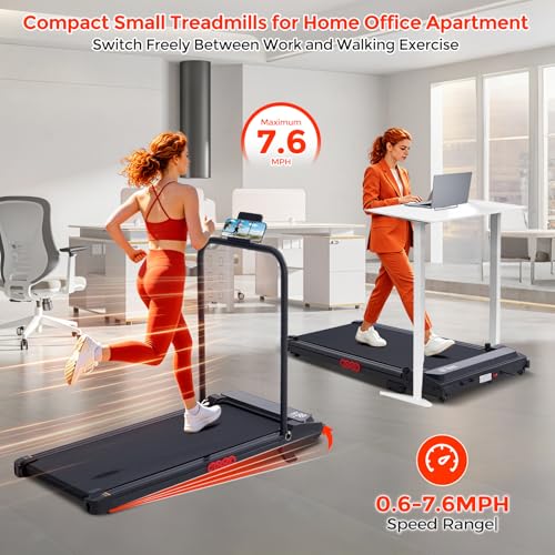 Portable Home Treadmill with Handle and Incline - Compact Walking Pad