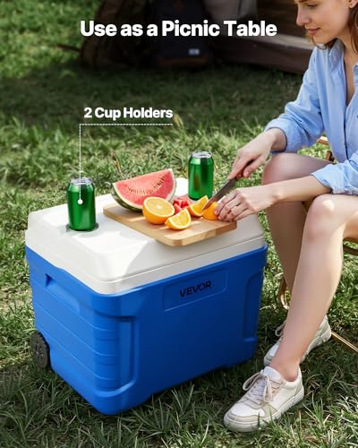 45QT Portable Cooler with Ice Retention Hard Cooler with Wheels & Handles