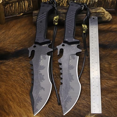 Fixed Blade Survival Knife with 8mm DC53 Steel 15.4in Full Tang & Nylon Sheath