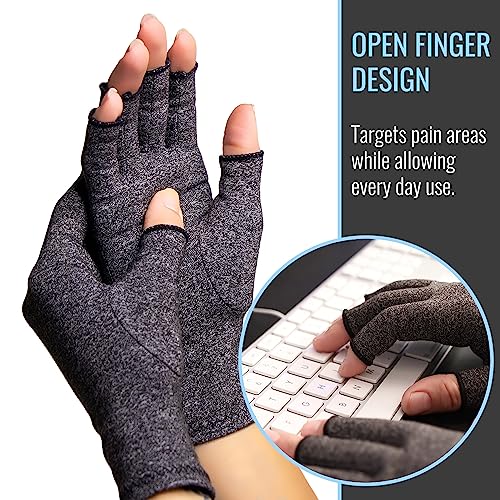 Heelbo Large Arthritis Compression Gloves for Pain Relief - Open-Finger, All-Day Comfort