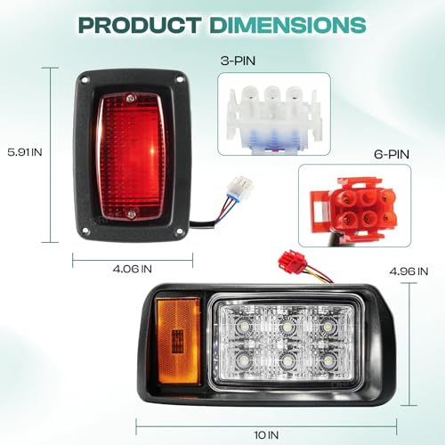 Golf Cart LED Light Kit for Club Car DS 1993-Up Headlights & Taillights - Factory Style