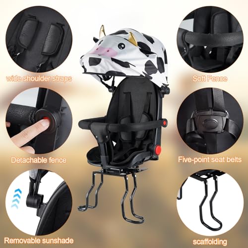 Kids Rear Bike Seat for Children Aged 2-8 - Black - Safety & Comfort