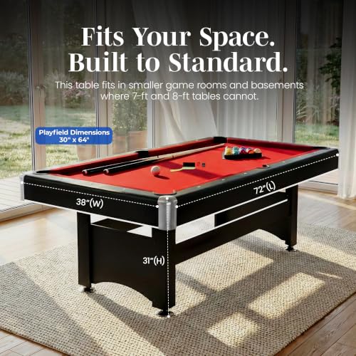 Hathaway Spartan 6 Ft Multi-Game Table with Pool & Ping Pong - Space-Saving Combo