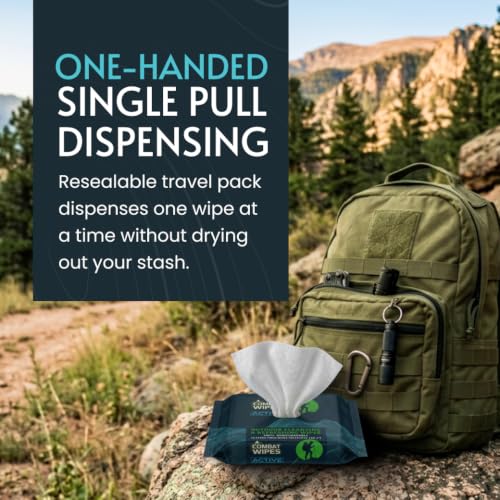 Combat Wipes ACTIVE Outdoor Wet Wipes - Extra Thick Biodegradable 25 Count Pack