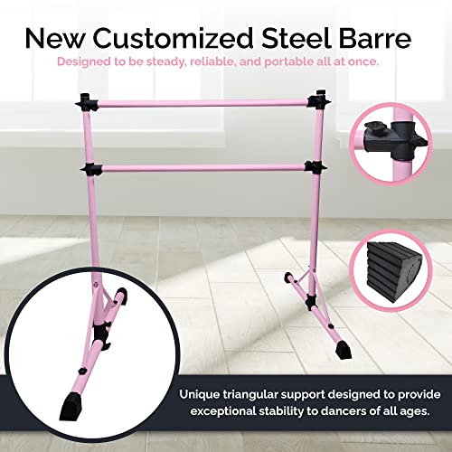 Pink Steel 4 Ft Ballet Barre for Home & Gym - Adjustable & Portable with Carry Bag