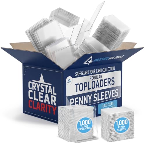 Invested Alliance 2000-Pack Card Sleeves & Toploaders Set – 1000 Clear 35PT Top Loaders + 1000 Penny Sleeves, For Trading & Sports Cards - Variation of 1000 Hard & Soft Sleeves