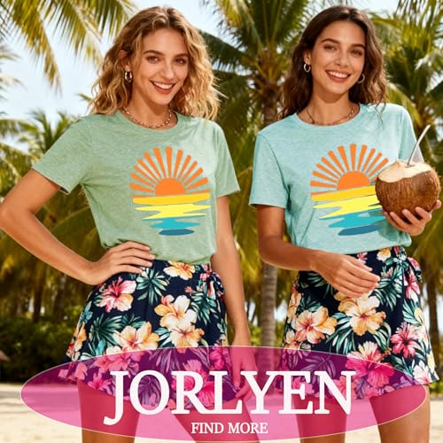 X-Large Aqua Blue Sunrise Sunset Sunshine T-Shirt for Women Outdoor Beach Hawaii Sea Nature Adventure