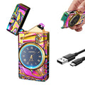 Electric Plasma Arc Lighter with Clock & Flashlight - Sailboat Multicolor