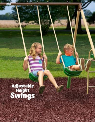 XDP Recreation Kids Swing Set with SuperDisc Swing & Safety Padded Frame, 148x93 Inches Backyard Playground for Ages 3-8